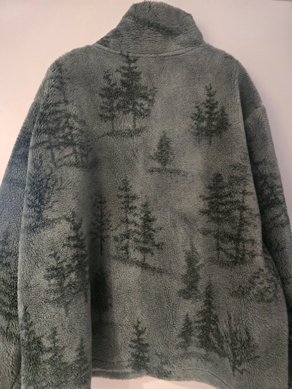 Black Mountain Fleece Jacket XL Pine Tree Print Full Zip Vintage Made in USA - Picture 2 of 7